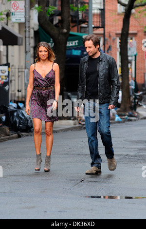 David Duchovny und Natalie Zea am Set von "Californication" in Manhattan New York City USA - 20.04.12 gesehen: Stockfoto