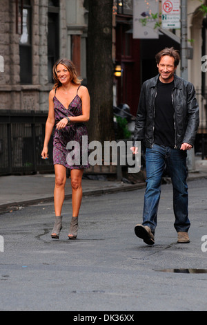 David Duchovny und Natalie Zea am Set von "Californication" in Manhattan New York City USA - 20.04.12 gesehen: Stockfoto