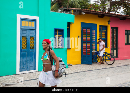 Bunte Häuser in Iracema, Fortaleza, Brasilien. Stockfoto