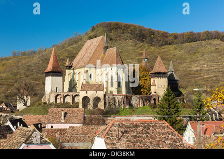 Wehrkirche in Birthälm, Rumänien Stockfoto