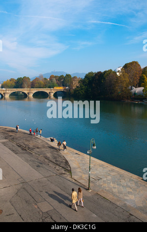 Murazzi del Po riverside promenade Turin Stadt Piedmont Region Nord Italien Mitteleuropa Stockfoto