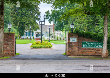 Vorne geschlossene Eingang zum Ivy Green, der Geburtsort von Helen Keller in Tuscumbia, Alabama Stockfoto