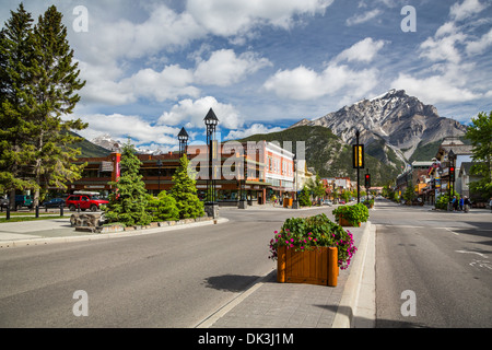 Hauptstraße in Banff, Alberta, Kanada. Stockfoto