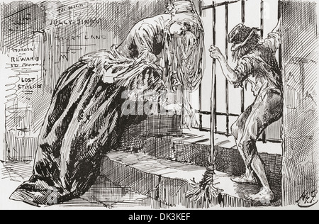 Lady Dedlock und Jo.  Illustration von Harry Furniss für das Charles Dickens Roman Bleak House. Stockfoto