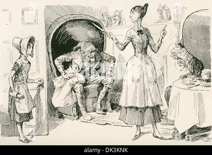 Die Smallweed Familie.  Illustration von Harry Furniss für das Charles Dickens Roman Bleak House. Stockfoto