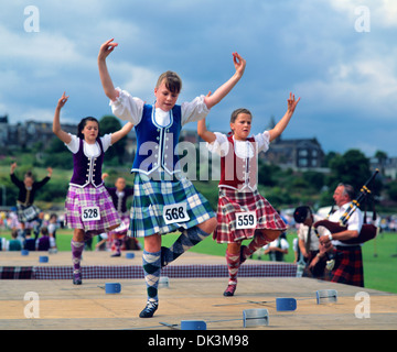 Traditionelle schottische Tänze auf der jährlichen Highland Games, Dunoon, Schottland, Vereinigtes Königreich Stockfoto