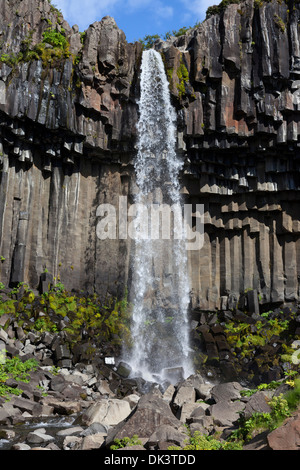 Svartifoss (schwarze Herbst) Vatnajökull-Nationalpark Skaftafell Island Stockfoto