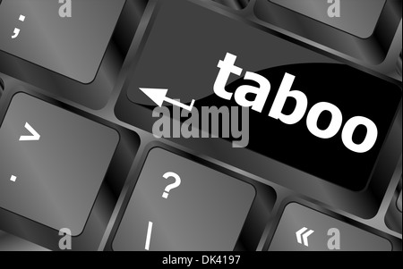 Computer-Tasten buchstabieren das Wort Tabu Stockfoto