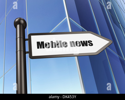 Aktuelles Konzept: Mobile News auf den Aufbau von Hintergrund Stockfoto
