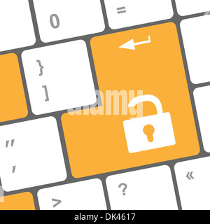 Lock-Taste auf der Tastaturtaste öffnen Stockfoto