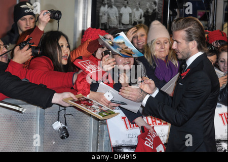 David Beckham besucht auf 12.01.2013 im ODEON West End, London die Klasse von 92 Weltpremiere. Personen im Bild: David Beckha Stockfoto