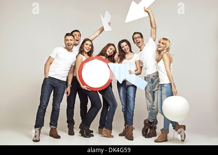 Lachende Gruppe von blasser in der besten Stimmung Stockfoto