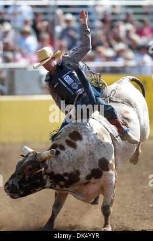 16. April 2011 - Red Bluff, Kalifornien, USA - Tyler Smith von Fruita, CO fährt wütend Elf bei der 2011 Red Bluff Round-Up an der Tehama Stadtteil Fairgrounds in Red Bluff, CA. (Credit-Bild: © Matt Cohen/Southcreek Global/ZUMAPRESS.com) Stockfoto