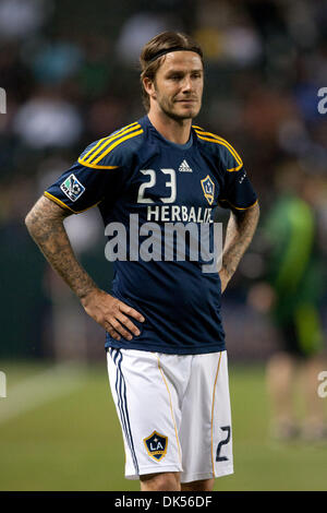 23. April 2011 - Carson, Kalifornien, USA - Los Angeles Galaxy Mittelfeldspieler David Beckham #23 vor der Major League Soccer Spiel zwischen Portland Timbers und die Los Angeles Galaxy im Home Depot Center. Die Galaxie fuhr fort, um die Hölzer mit einem Endstand von 3: 0 zu besiegen. (Kredit-Bild: © Brandon Parry/Southcreek Global/ZUMAPRESS.com) Stockfoto