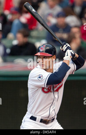 29. April 2011 - Cleveland, Ohio, USA - Cleveland Center Fielder Grady Sizemore (24) an bat im ersten Inning gegen Detroit.  Die Cleveland Indians versammelt, um die Detroit Tigers 9-5 an Progressive Field in Cleveland, Ohio zu besiegen. (Kredit-Bild: © Frank Jansky/Southcreek Global/ZUMAPRESS.com) Stockfoto