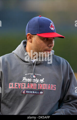 29. April 2011 - Cleveland, Ohio, USA - Cleveland Krug Jeanmar Gomez (58) vor dem Spiel gegen Detroit.  Die Cleveland Indians versammelt, um die Detroit Tigers 9-5 an Progressive Field in Cleveland, Ohio zu besiegen. (Kredit-Bild: © Frank Jansky/Southcreek Global/ZUMAPRESS.com) Stockfoto