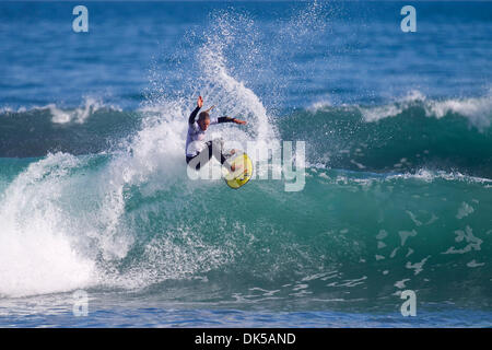 30. April 2011 - fünfter Taranaki, Australien - lokale Surfer gepostet PAIGE HAREB (Taranaki, Neuseeland) (Bild) ihr Bestes Ergebnis der Saison erreichte das Viertelfinale des Subaru Pro, gleich in Neuseeland am Samstag. Inspiriert durch die Unterstützung von ihrer Familie, Freunden, sowie der lokalen Gemeinschaft produziert Hareb einige ihrer besten Surf, durch Runde 4 in der Quarterfi voraus Stockfoto