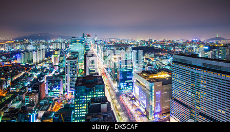 Seoul, Südkorea Abend Skyline. Stockfoto