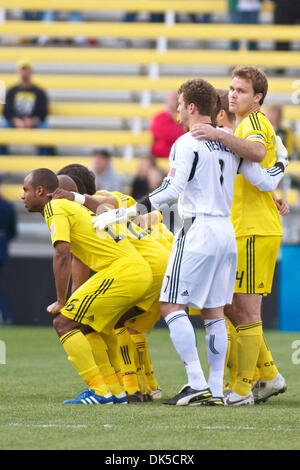 30. April 2011 - Columbus, Ohio, USA - Mitglieder von der Columbus Crew posieren für ein Mannschaftsfoto vor dem Spiel zwischen Vancouver Whitecaps FC und Columbus Crew Stadium Crew, Columbus, Ohio.  Columbus besiegte Vancouver 2-1. (Kredit-Bild: © Scott Stuart/Southcreek Global/ZUMAPRESS.com) Stockfoto