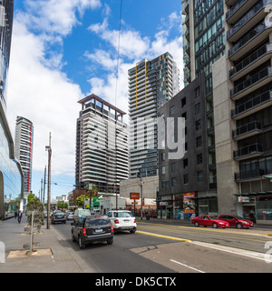 Skyline von Melbourne aus Crown Casino Komplex gezeigt. Stockfoto
