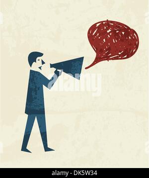 Cartoon Mann und Megaphon Stock Vektor