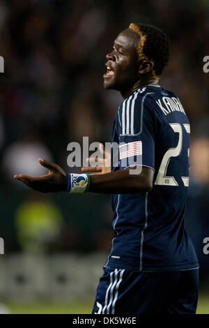 14. Mai 2011 - Carson, Kalifornien, USA - Sporting Kansas City nach vorne Kei Kamara #23 während die Major League Soccer Spiel zwischen Sporting Kansas City und Los Angeles Galaxy im Home Depot Center. (Kredit-Bild: © Brandon Parry/Southcreek Global/ZUMAPRESS.com) Stockfoto