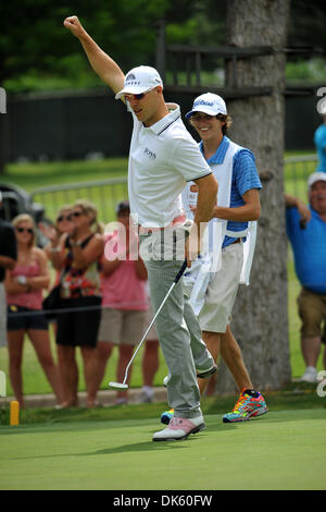 18. Mai 2011 - Fort Worth, TX, USA - Ben Crane feiert seinen Putt am pro-am Tag des Crowne Plaza Invitational im Colonial spielte im Colonial Country Club in Fort Worth, Texas. (Kredit-Bild: © Patrick Grün/Southcreek Global/ZUMAPRESS.com) Stockfoto