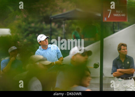19. Mai 2011 - Fort Worth, Texas, USA - 19.05.2011. RYAN PALMER Uhren seinen Abschlag auf das siebte Loch die erste Runde des Crowne Plaza Invitational im Colonial in Fort Worth, Texas. (Kredit-Bild: © Ralph Lauer/ZUMAPRESS.com) Stockfoto