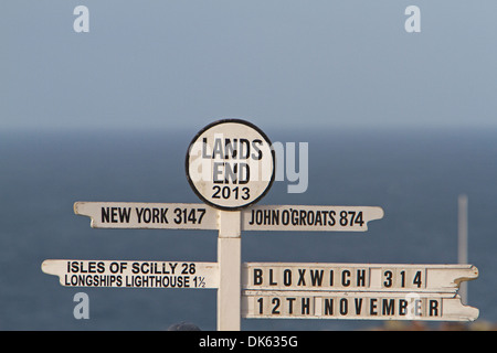 Lands End-Zeichen in Cornwall Stockfoto