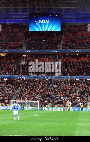 Goal on the big screen during the match between Shakhtar (Donetsk, Ukraine) Real Sociedad (San Sebastian, Spain) Stockfoto