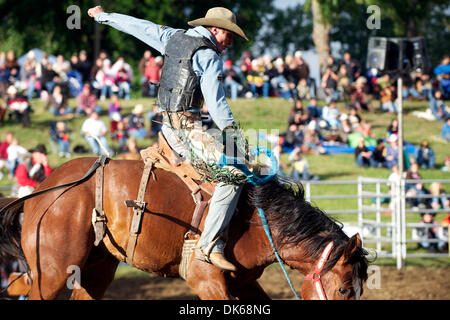 28. Mai 2011 - Marysville, Kalifornien, USA - Mert Bradshaw von Eagle Point, oder reitet 667 in Marysville Stampede in Cotton Rosser Arena in Marysville, CA. (Credit-Bild: © Matt Cohen/Southcreek Global/ZUMAPRESS.com) Stockfoto