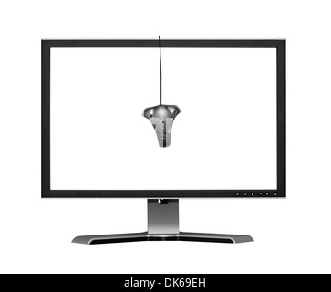 Isolierte Breitbild-Flachbildschirm LCD-Monitor und Farbe Kalibrator Stockfoto