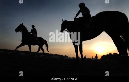 8. Juni 2011 - Elmont, New York, USA - Pferde geben Sie den Hauptweg Vormittag vor diesem Samstag läuft der 143. Belmont Stakes. (Bild Kredit: Bryan Smith/ZUMAPRESS.com ©) Stockfoto