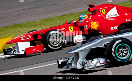 10. Juni 2011 - Montreal, Quebec, Kanada - 10. Juni 2011: Fernando Alonso (ESP) Scuderia Ferrari beim Training am Freitag am Circuit Gilles Villeneuve in Montreal, Quebec, Kanada. (Kredit-Bild: © Leon Switzer/Southcreek Global/ZUMAPRESS.com) Stockfoto