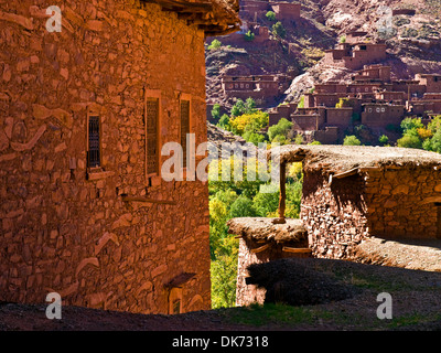 Berber Architektur auf das Dorf Megdaz genannt oft das schönste Dorf im marokkanischen Atlas Stockfoto