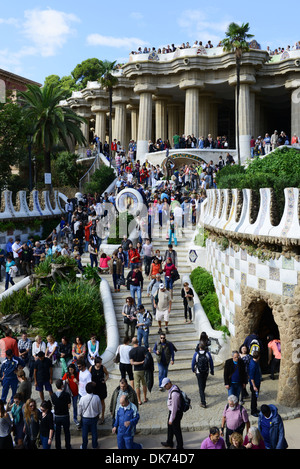 Park Güell oder Parc Güell, Barcelona, Spanien, Park Güell, Gaudis Park Güell Stockfoto