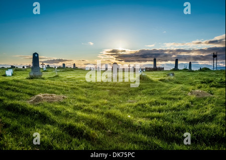 Friedhof auf der Insel Flatey, Breidafjördur, Island Stockfoto