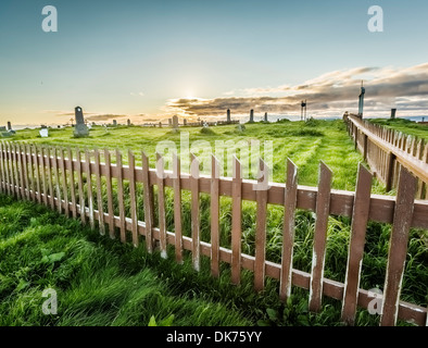 Friedhof auf der Insel Flatey, Breidafjördur, Island Stockfoto