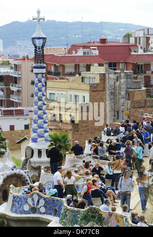 Park Güell oder Parc Güell, Barcelona, Spanien, Park Güell, Gaudis Park Güell, Barcelona, Spanien Stockfoto