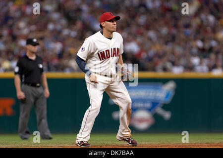 18. Juni 2011 - Cleveland, Ohio, USA - Cleveland Shortstop Asdrubal Cabrera (13) während der neunten Inning gegen Pittsburgh.  Die Cleveland Indians gegen die Pittsburgh Pirates 5-1 bei Progressive Field in Cleveland, Ohio. (Kredit-Bild: © Frank Jansky/Southcreek Global/ZUMAPRESS.com) Stockfoto