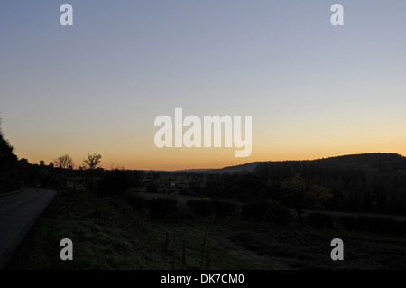 Späten Herbst Sonnenuntergang über Darent Senke nahe Shoreham North Downs Kent England Stockfoto