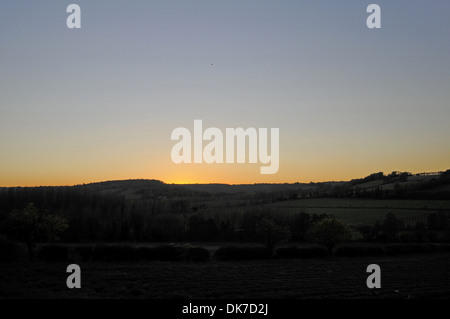 Späten Herbst Sonnenuntergang über Darent Senke nahe Shoreham Kent England Stockfoto