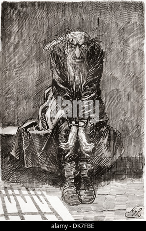 Fagin in Condemned Zelle.  Illustration von Harry Furniss für Charles Dickens Novel Oliver Twist. Stockfoto