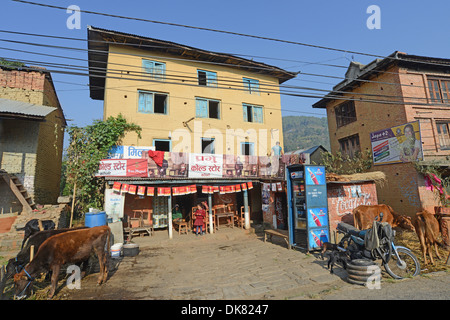 Café im kleinen Dorf im Tal von Kathmandu Nepal Stockfoto