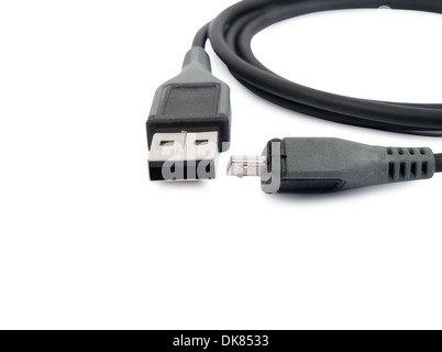 USB-Kabel isoliert auf weißem Hintergrund Stockfoto