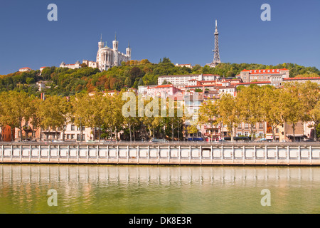 Die Ufer des Fluss Saone und Vieux Lyon. Stockfoto