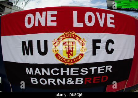 23. Juli 2011 - Chicago, Illinois, USA - Manchester United Poster auf dem internationalen Freundschaftsspiel zwischen Manchester United und Chicago Fire am Soldier Field in Chicago, IL. Manchester United besiegte das Feuer 3: 1. (Kredit-Bild: © Geoffrey Siehr/Southcreek Global/ZUMAPRESS.com) Stockfoto