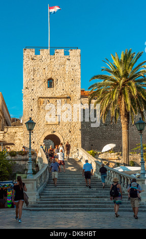 Veliki Revelin Turm in Korcula, Kroatien Stockfoto