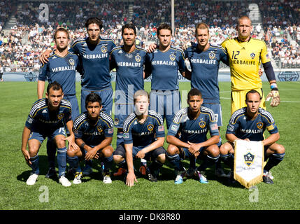 30. Juli 2011 - Vancouver, British Columbia, Kanada - The Los Angeles Galaxy Startaufstellung vor der Major League Soccer (MLS)-Spiel gegen die Vancouver Whitecaps in Empire Field. (Kredit-Bild: © David Bukach/ZUMAPRESS.com) Stockfoto