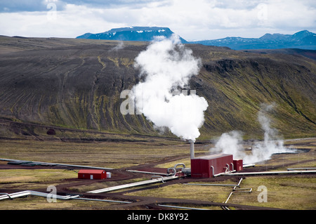 Kroflustoo geothermische Kraftwerk Krafla, Island Stockfoto